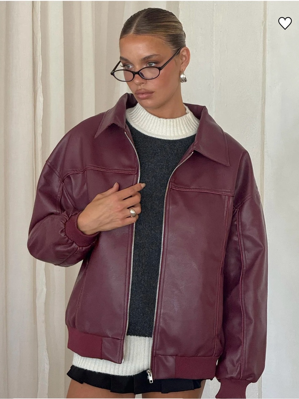 Princess Polly Burgundy Faux Leather Bomber Jacket